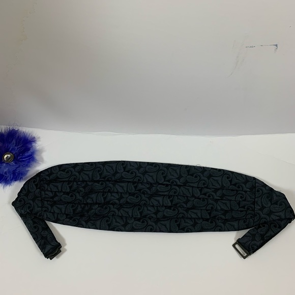 Robert Talbott Belt Black Silk Cumberbund Paisley - Picture 2 of 5